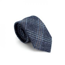 네이비 사선 타탄 체크 수동 혼주넥타이 RW7057