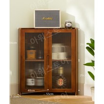 모서리 구석 앤틱 그릇장 그릇 수납장 주방 서랍장 장식장, 직접 설치, 브라운(불투명)55X66X40