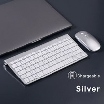 Mac 용 마우스 키보드 애플 애플 PC 충전 오피스 키보드 미니 2.4G 무선 키보드 + 마우스 세트 방수 PC 게, 한개옵션2, Sliver, 한개옵션1