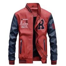 야구점퍼 가죽 블루종 남자코디 pu 베이스볼