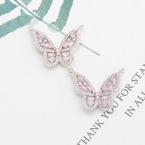 비즈공예 원석 YEGUI M764 보석 액세서리 18k 금 도금 0.3 미크론 지르콘 펜던트 나비 모양 diy 귀걸이 만, 02 M76402