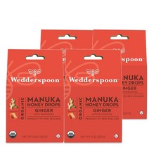 Wedderspoon Manuka Honey Drops 웨더즈푼 마누카 꿀방울 생강 에키나시아 4 oz 113g 1팩, 4팩