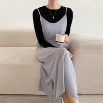 벨르 BELLE BELLE 여성 봄 여름 폴리 플레인 롱 원피스 끈 나시 (8373739)