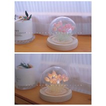 미니 꽃밭 튤립 무드등 핸드메이드 DIY 재료 생일 선물, 핑크 소재 20송이 + 전등갓 전등 꼬치 돌