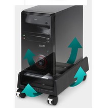 컴퓨터 PC받침대 본체트레이 본체받침 이동식본체받침대 모니터받침대 본체선반 회전다이, 일반 블랙