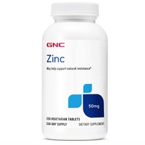 GNC 아연 Zinc 징크 50mg 250정 Zinc Gluconate 글루콘산아연 글루텐프리, 1개, 기본
