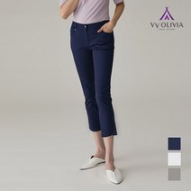올리비아로렌 아울렛 여름 자수 E-BAND 일자 데님 VVCDLXM3261