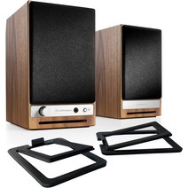 오디오 엔진 HD3 전원 Bluetooth 스피커 및 DS1M 금속 데스크탑 스피커 스탠드 번들 (호두), 1개, 한개옵션0