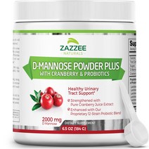 Zazzee D-Mannose Powder Plus 재지 디마노스 파우더 플러스 6.5oz(184g), 1개, 기본, 184g