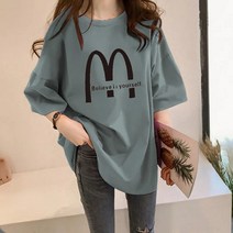 [Myshe]여성 여름 반팔티 귀여운 티셔츠 루즈핏 티 qQ0310LTT325TX08
