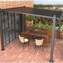 꿈이랑 조립식파고라 야외정자 파고라 바베큐장 농막, 3x6m 태양 패널 높고 낮은 천막