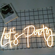 2023 홈바 테이블 생일 축하 Led 네온 사인 조명 바 펍 클럽 홈 레스토랑 벽걸이 불빛, 03 Lets Party_04 AU Plug