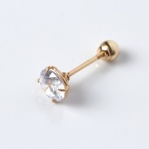 14K 주물4발 화이트 큐빅피어싱 침길이 6mm바