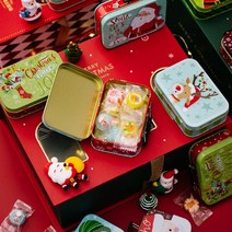 사각 틴케이스 철체 쿠키 선물 포장 정리함 보관함 (대량 제작 문의) 크리스마스 사탕 저장 캔 만화 인쇄 크리스마스 케이스 산타 클로스 눈사람 축제 장식 초콜릿, 없음