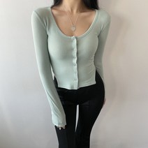 밑단 트임 유넥 또또 단추 슬림핏 긴팔 가디건 3컬러