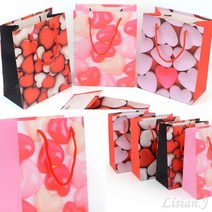 리시안제이 코팅 하트 쇼핑백 한의원쇼핑백 선물종이백, 화이트핑크