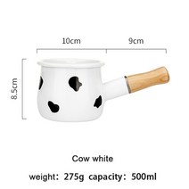법랑냄비 밀크팬 인덕션 소스 500ml 에나멜 커피 우유 냄비 나무 손잡이 냄비 조리기구 오트밀 버터 요리 팬 비 스틱 가스 스토브 인덕션, 암소