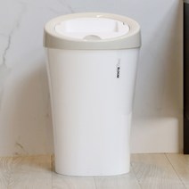 지니홀딩스 슬림 원터치 인테리어 휴지통 10L 냄새차단 쓰레기통, 베이지