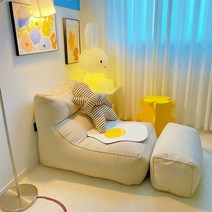 페브릭 구름 쇼파 싱글 쿠션 리클라이너 스툴 빈백, E- 민트 그린