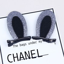 고양이 귀 머리핀 여자 소녀 머리핀 머리 장식 여자 공주 귀여운 집게 꽃 / 토끼 귀 / 오각별 / 공 쌍 혼색, 토끼귀 모양 은색 1대 가격