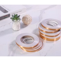 Cilicili 셀프 골드 욕실 화장실 장롱 거울 포인트 벽 스티커 띠 테이프 침실 문짝, 은박 0.7cmX50m