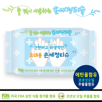 국산 안심손세정 에탄올물티슈+코코넛추출물 외출필수, [국산] 휴대용 손세정티슈10매/스티커 인쇄있음(100