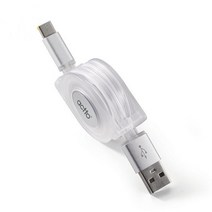 C타입 LED 충전 데이터 케이블 초고속 2A 선정리 자동 줄감김 릴케이블, 화이트, 1개