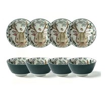 북유럽 그릇 세트 캐릭터 밥그릇 국그릇, B사슴X4, 12cm*6cm 4.5인치 350ml