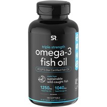 오메가-3 소프트젤 스트렝스 트리플 피쉬 1250mg 스포츠리서치 오일, 180캡슐 × 1개
