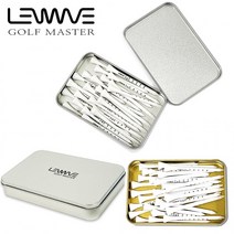 런웨이브 골프마스터 메탈티케이스+눈금티 25개입 50개입 골프티세트 케이스 골프티, LW메탈골프티케이스(골드)+눈금티(숏54mm)25개입