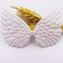 반짝이 베파우더 천 패딩 AB 예쁜 큰 천사 날개 DIY 웨딩 아플리케 장식 패치 공예 E359 10 개, 01 WHITE