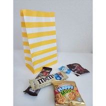 구디백 포장 유치원 어린이집 교회 생일 선물 답례품 포장 각대봉투 옐로우 스트라이프 페이퍼백 10P, 5.선택안함, 선택안함