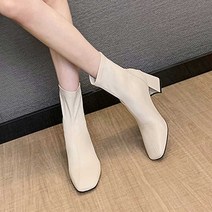 [리빙채움] 여성 봄신발 검정 유니크 구두 사각코 앵글 부츠_GA95004