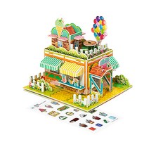 입체 퍼즐 세트 3D 종이 모형 DIY 미니어처 조립 어린이 행사 단체 만들기 키트 배 비행기 건축물 재료, 입체퍼즐 (카페) ＋ 사은품 증정, 1개