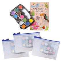 컬러링북 4P + 12색 고체물감 4P + 보관용 방수지퍼팩 4P, 혼합색상