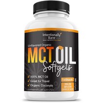 Intentionally Bare 유기농 MCT 오일 캡슐 - 케토 팔레오 저탄수화물 - 70% C8 | 30% C10 - 여행에 적합 - 100% MCT 오일 - 무향 - 캡