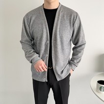 남자 골지 니트 V넥 기본 가디건(4COLOR)