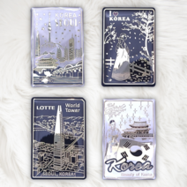 한국민예사 서울 관광지 금장 냉장고 자석 마그넷 4조 세트 외국인 선물 korean souvenir ref magnet, 혼합색상