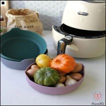 편한관리 간편한세척 과일바구니 높은위생력 실리콘용기 에어프라이기팟, 대/그린