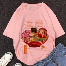 일본 라멘 스타일 그래픽 프린트 티셔츠 여성 하라주쿠 미적 화이트 탑 티셔츠 티 새로운 여름 패션 Y2k 2021