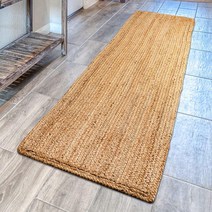 정품 Signature Loom 수제 팜하우스 주트 액센트 러그 (91.4cm(3피트) 원형) - 부드럽고 편안한 황마 부분 평화와 휴식을 선사하는 천연 거실용, 2x10