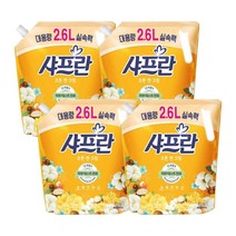 샤프란 코튼 앤 크림 구연산 함유 코튼의 포근한 향 섬유유연제 대용량 실속팩 2.6L x 4개