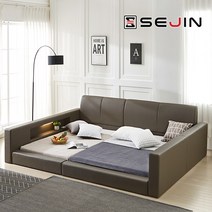 세진침대 아리엘 LED 수납 가드형 패밀리침대+솔리드7존40T 매트리스, 아리엘 가드패밀리침대+솔리드7존40T(모카그레이)