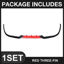 앞 범퍼 스포일러 보호 플레이트 립 키트 장식 스트립 턱 셔블 자동차 개조 액세서리 판매, Red-black three-fin