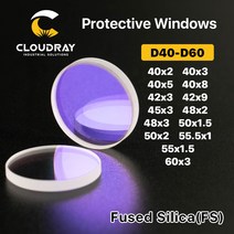 최신형 레이저 각인기 Cloudray-레이저 보호 윈도우 d40-d60 시리즈 석영 융합 실리카 섬유 절단 용접 기, 01 40 x 2mm