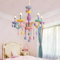 마카롱 크리스탈 샹들리에 공주 침실 램프 카페 조명, E14 5구(8~12m2)