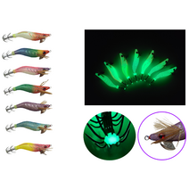 쉬림프에기 2.2호 야광 수평에기 틴셀원단 한치 갑오징어 쭈꾸미 7종 각 1개씩 총7개, 7종 각1개씩