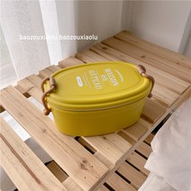 더블 레이어 도시락 학생 사무실 노동자 도시락 간단한 밀봉 단열 상자, 일반, 노란색 더블 도시락