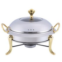 차핑디쉬 접시 음식 그릇 업소용 뷔페 스탠드 보온 기물 부페 푸드 슬로우다운, N03 .Gold 26CM