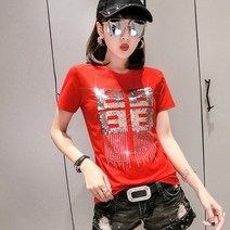 [Kingfishe]여름 여성 반짝이 스팽글 반팔티 TuE726FEI726TX07